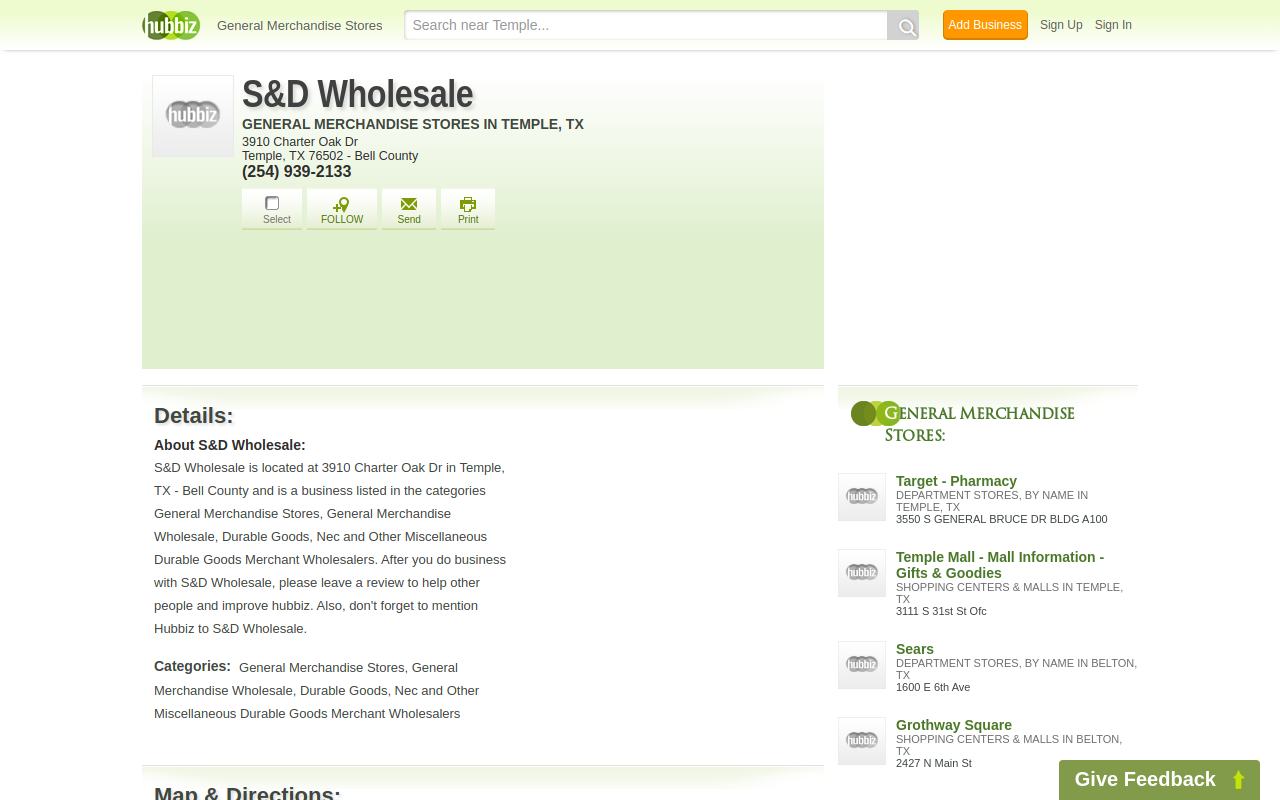 S & D Wholesale website preview