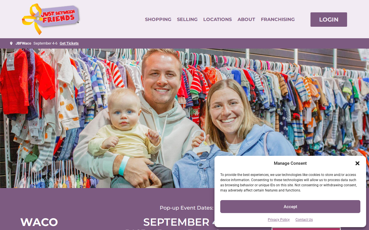 Just Between Friends Waco website preview