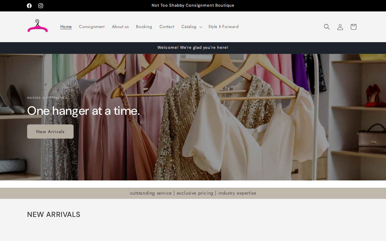 Not Too Shabby Consignment Boutique website preview