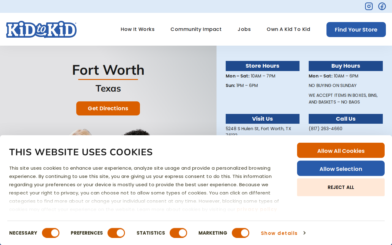 Kid to Kid Ft Worth website preview