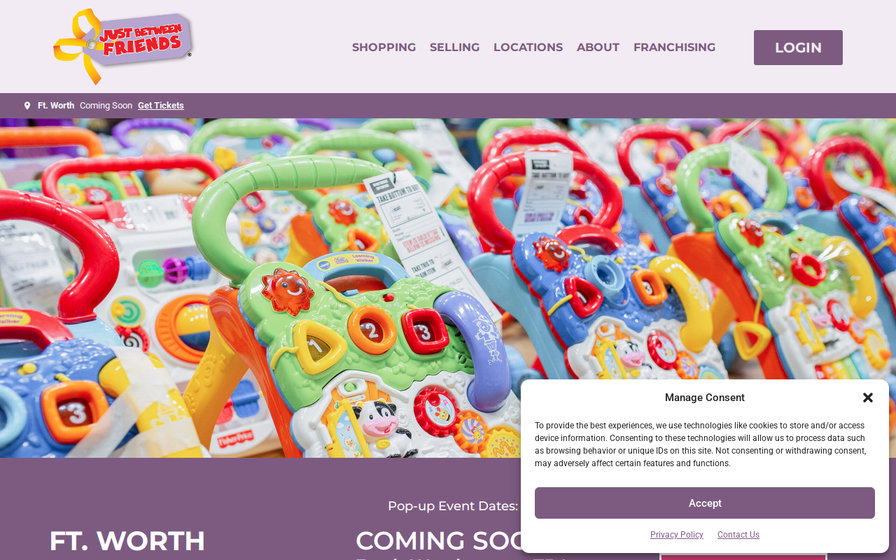 Just Between Friends Fort Worth website preview
