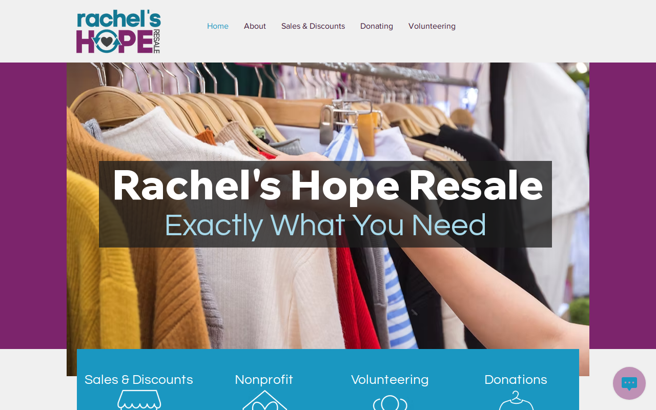 Rachel's Hope Resale website preview
