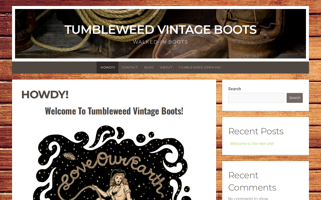 Tumbleweed Vintage Boots website preview