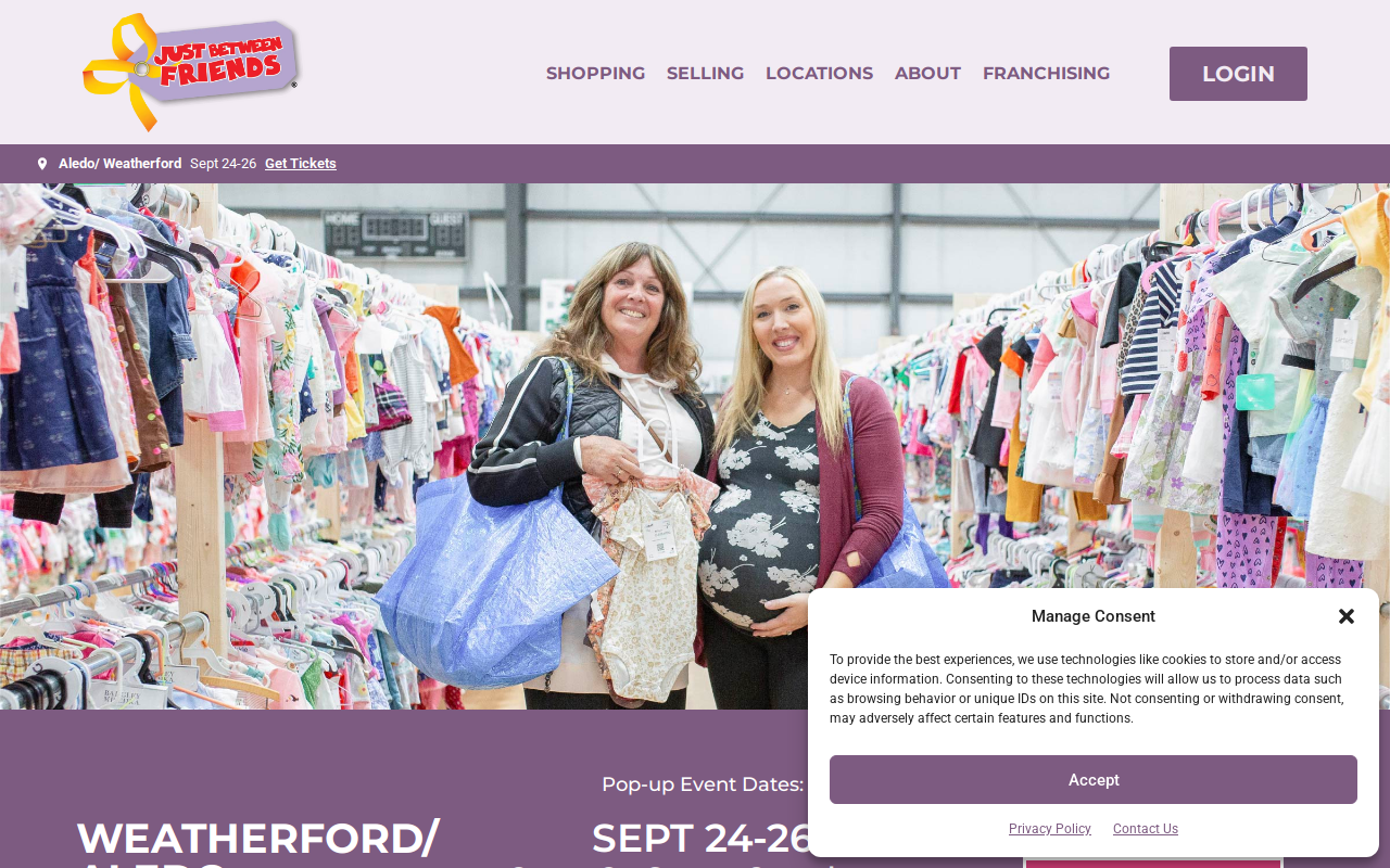 Just Between Friends Aledo/Weatherford website preview