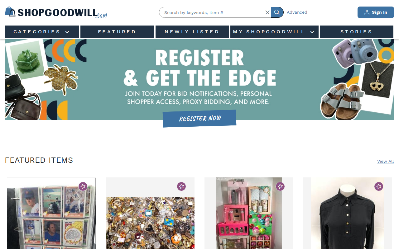 Goodwill Online Sales website preview