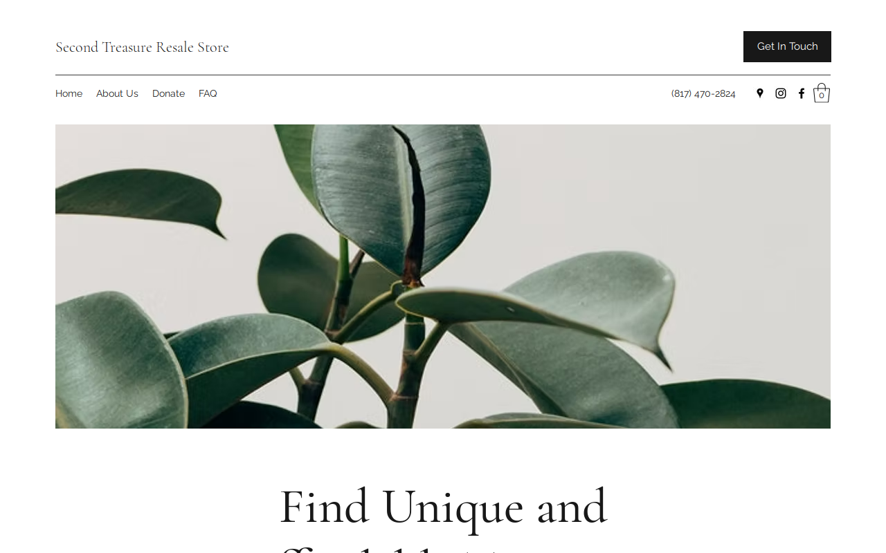 Second Treasure Resale Store website preview