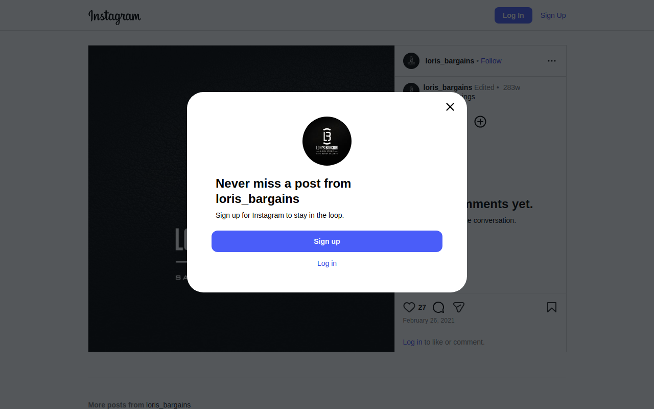 Lori's Bargain and Bin Store website preview