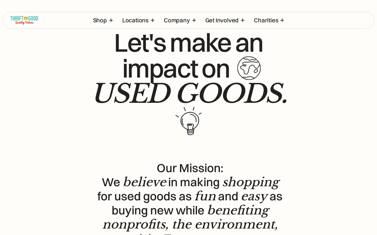 Thrift for Good website preview