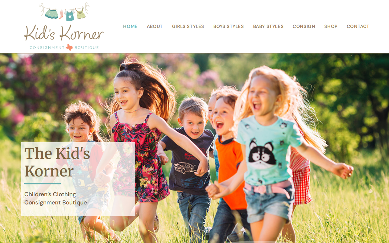 The Kids Korner of Texas website preview