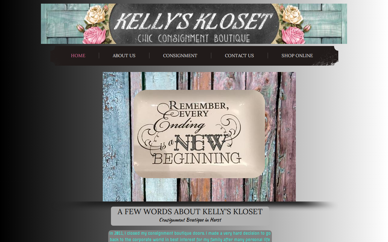 Kelly's Kloset Consignment Boutique website preview