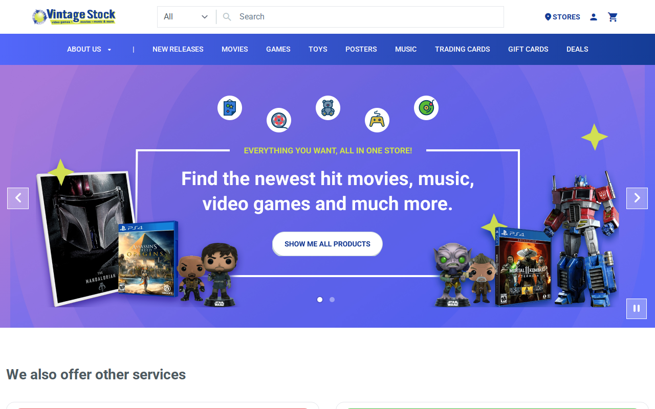 Vintage Stock website preview
