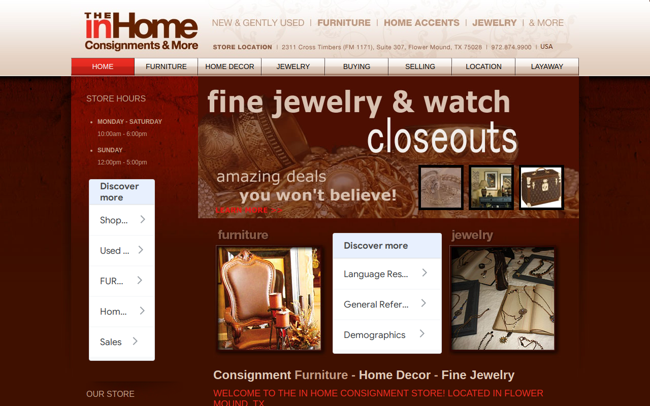 The In Home website preview