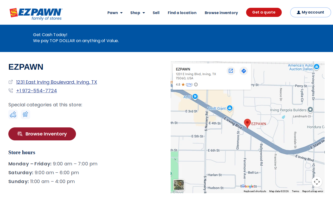 Ezpawn 1231 E. Irving Blvd, Irving website preview