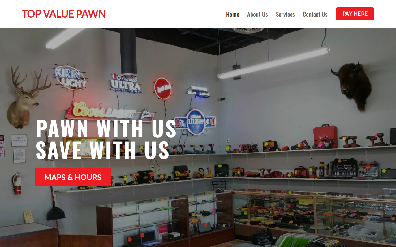 Top Value Pawn website preview