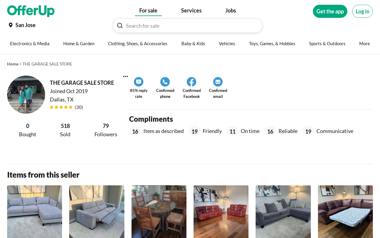 The Garage Sale Store website preview