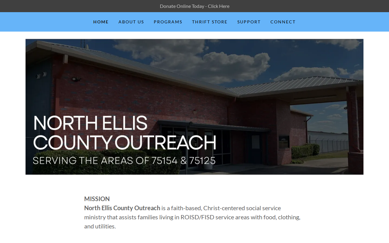 North Ellis County Outreach website preview