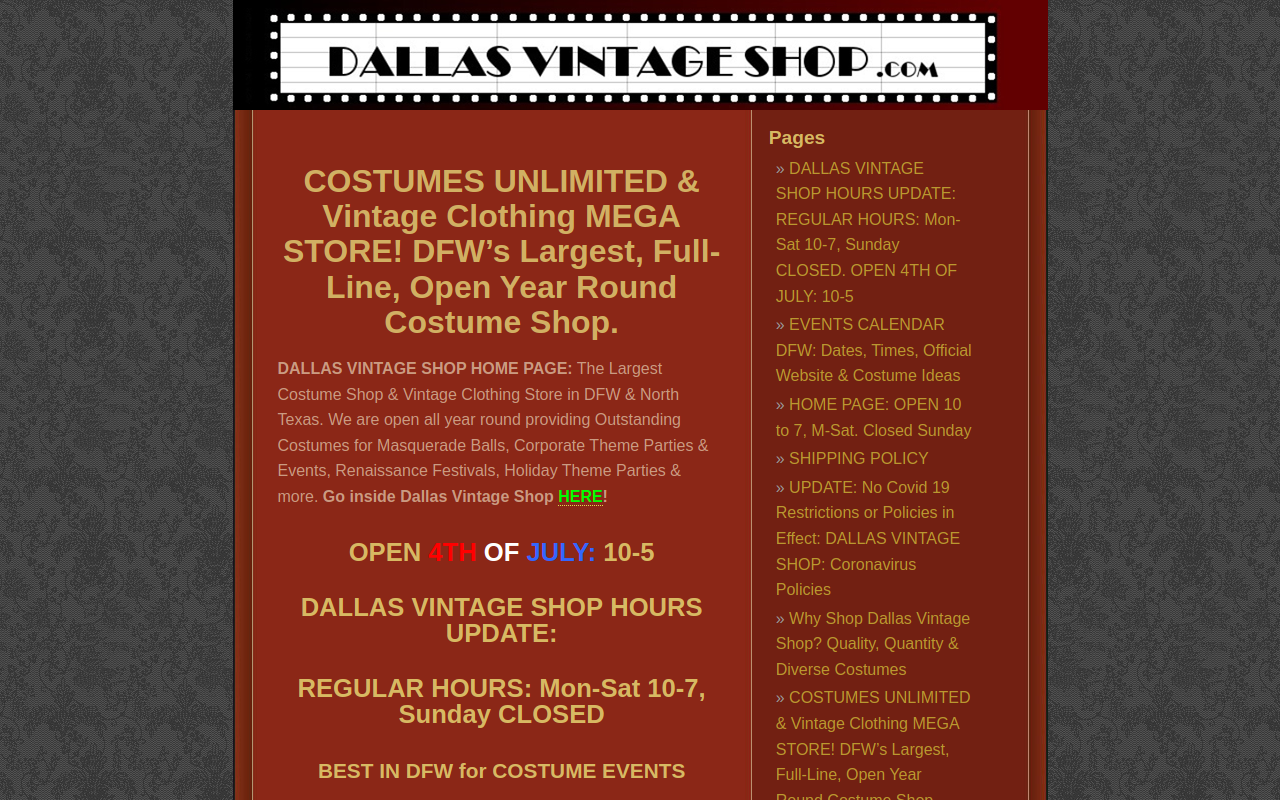 Dallas Vintage Shop website preview