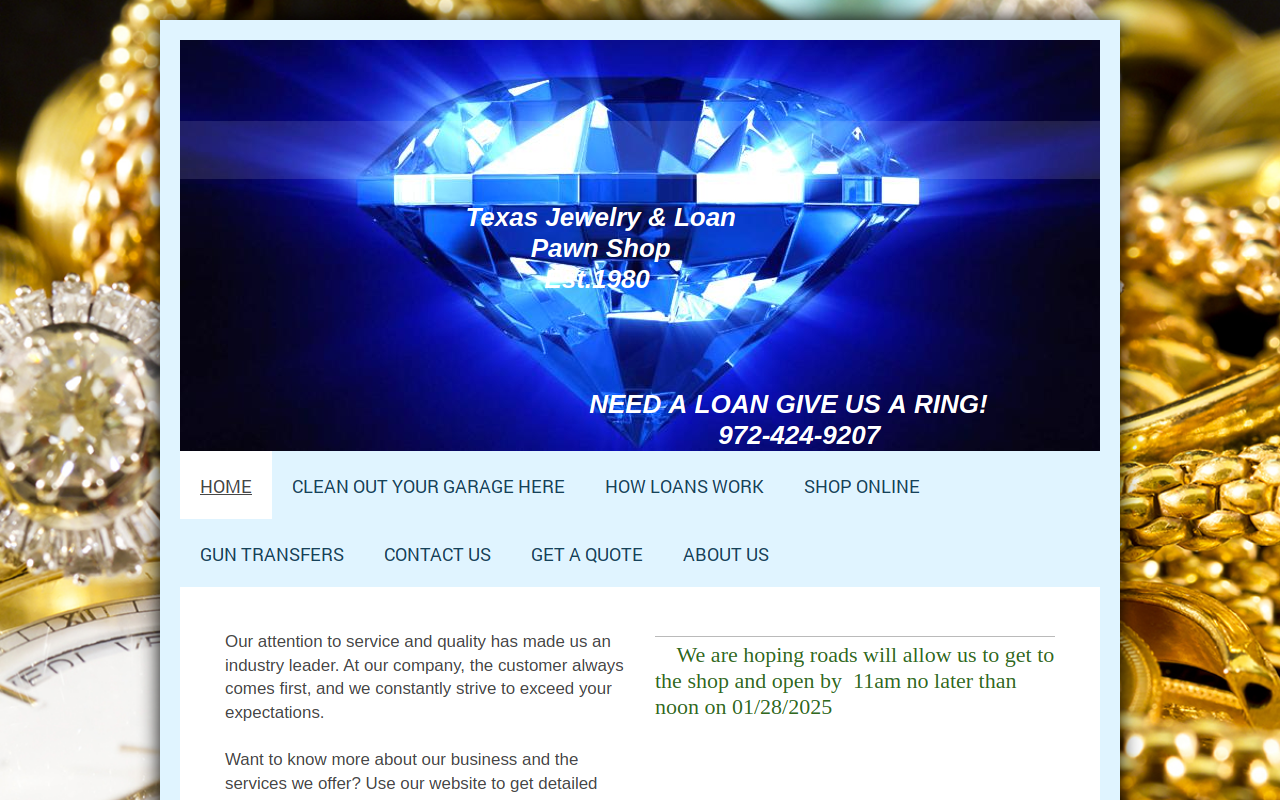 Texas Jewelry and Loan website preview