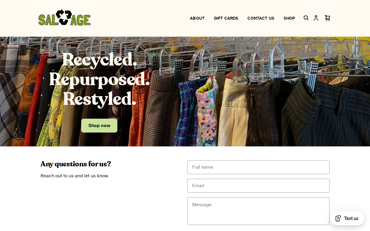 Salvage Secondhand Shoppe website preview