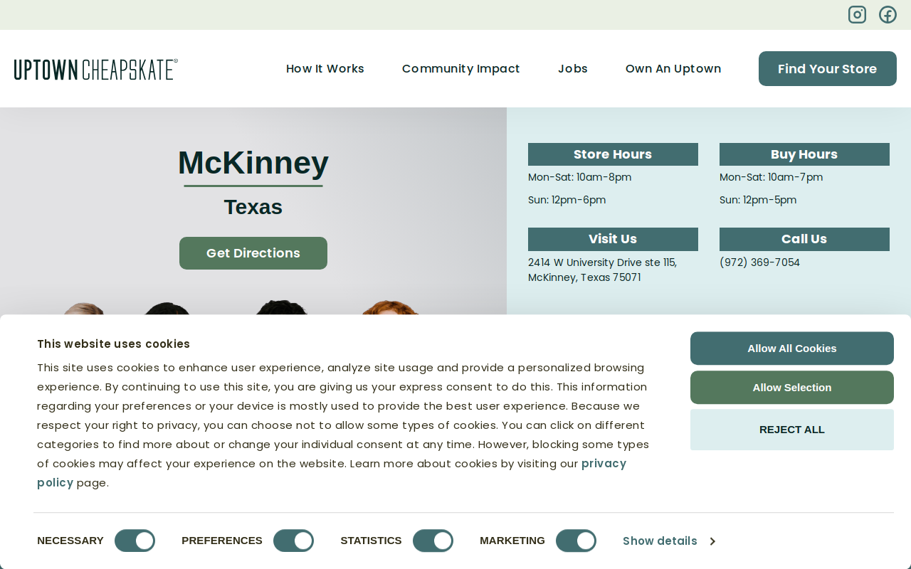 Uptown Cheapskate McKinney website preview