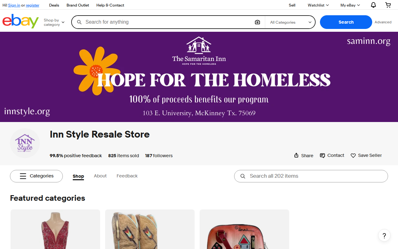 INN Style Resale Store website preview