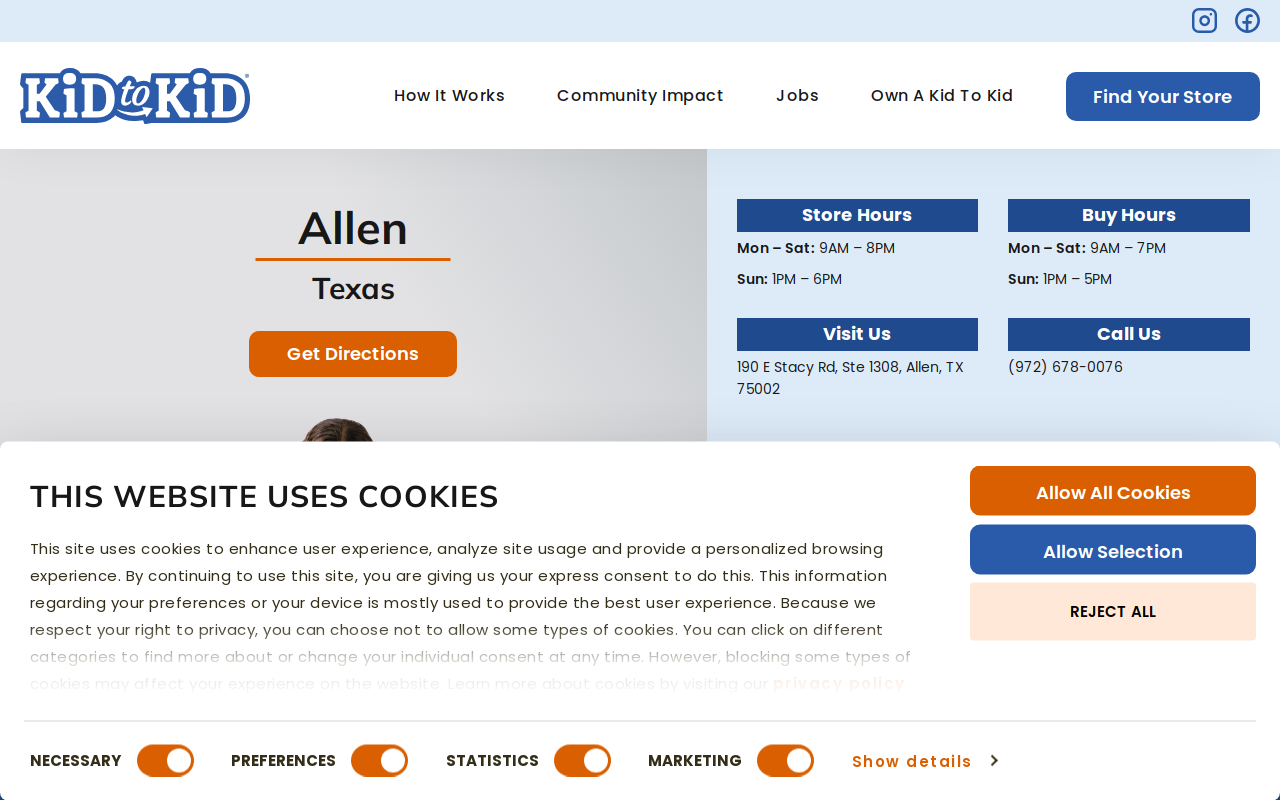 Kid to Kid Allen website preview