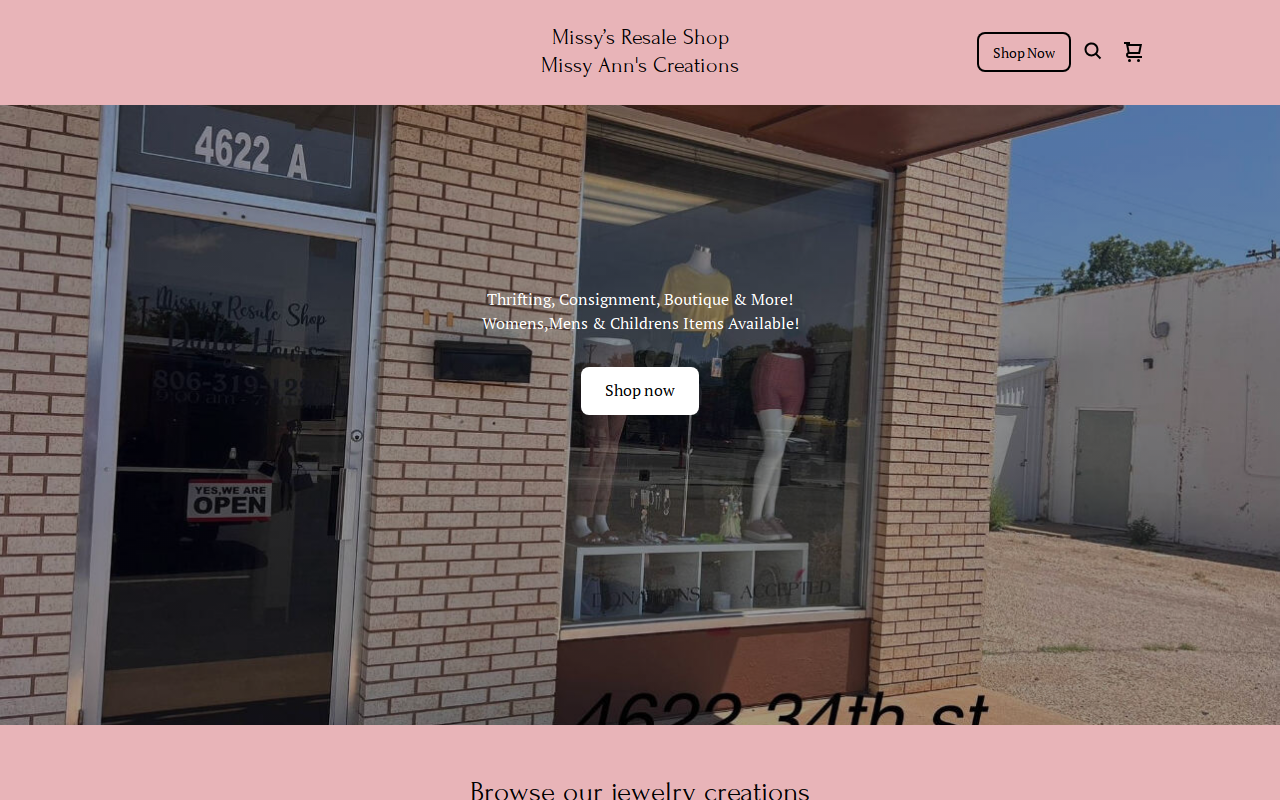 Missy's Resale Shop website preview