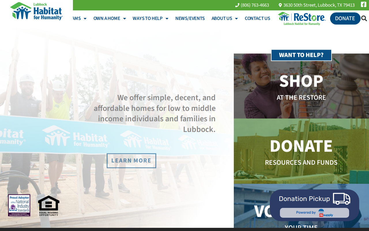 Lubbock Habitat for Humanity ReStore website preview