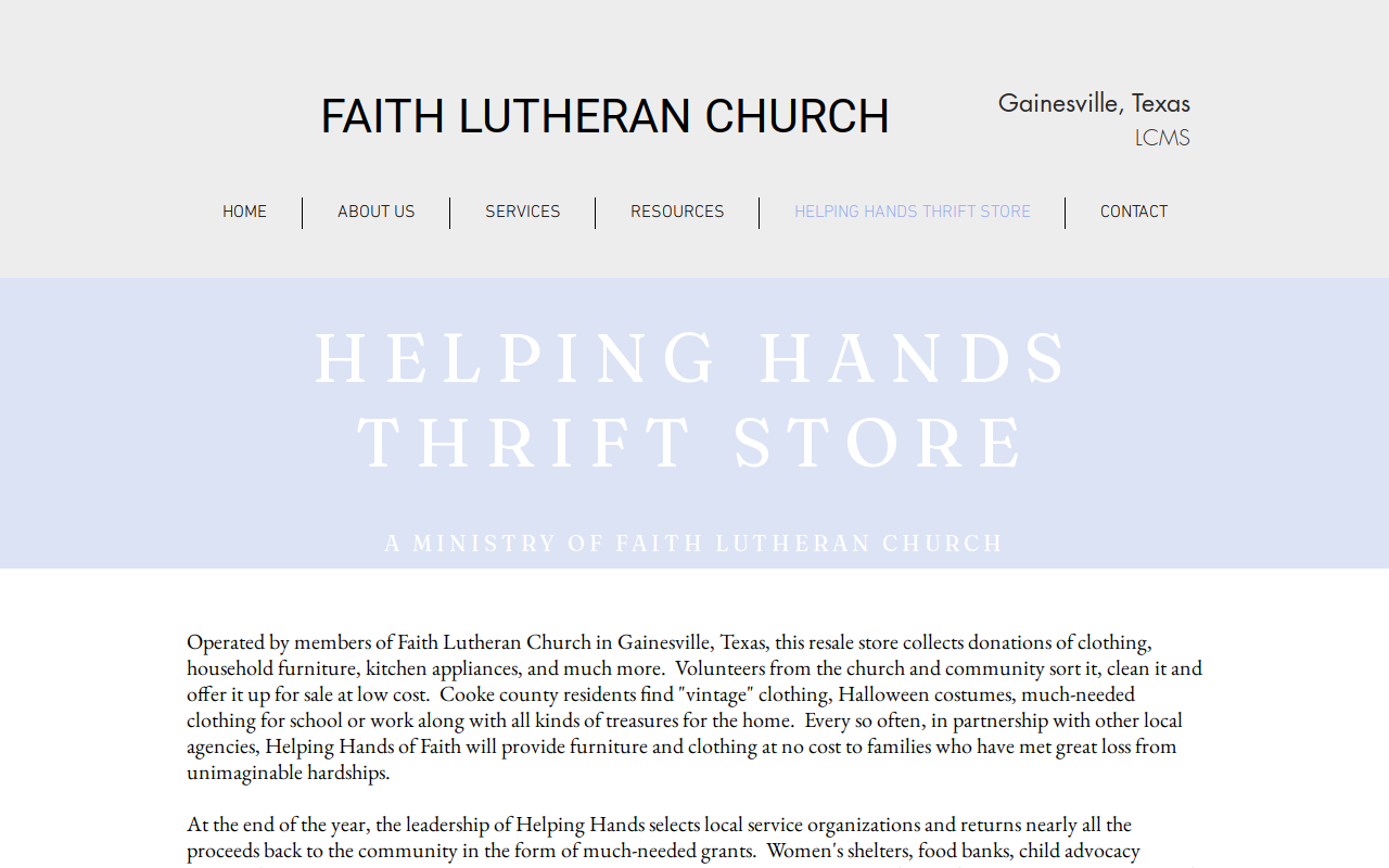 Helping Hands of Faith website preview