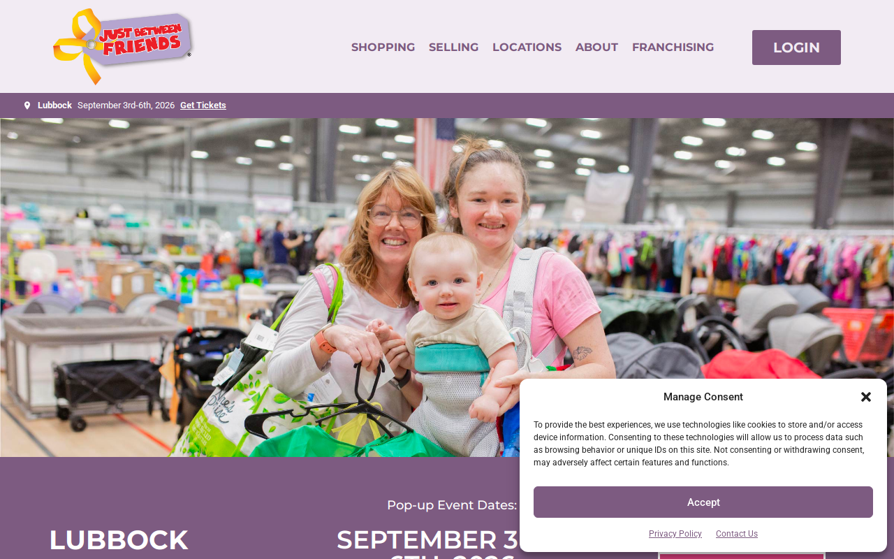 Just Between Friends of Lubbock website preview