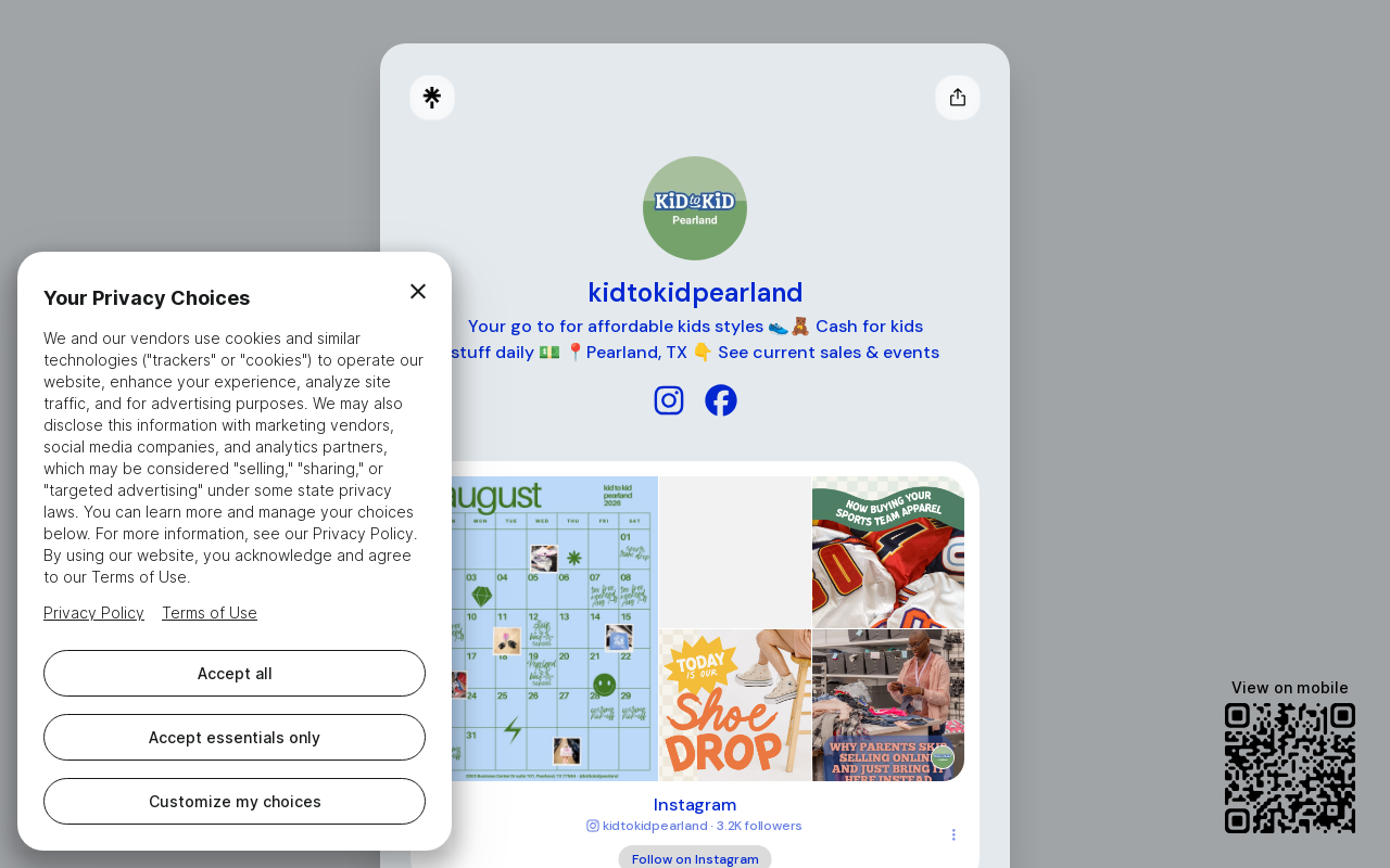 Kid to Kid Pearland website preview