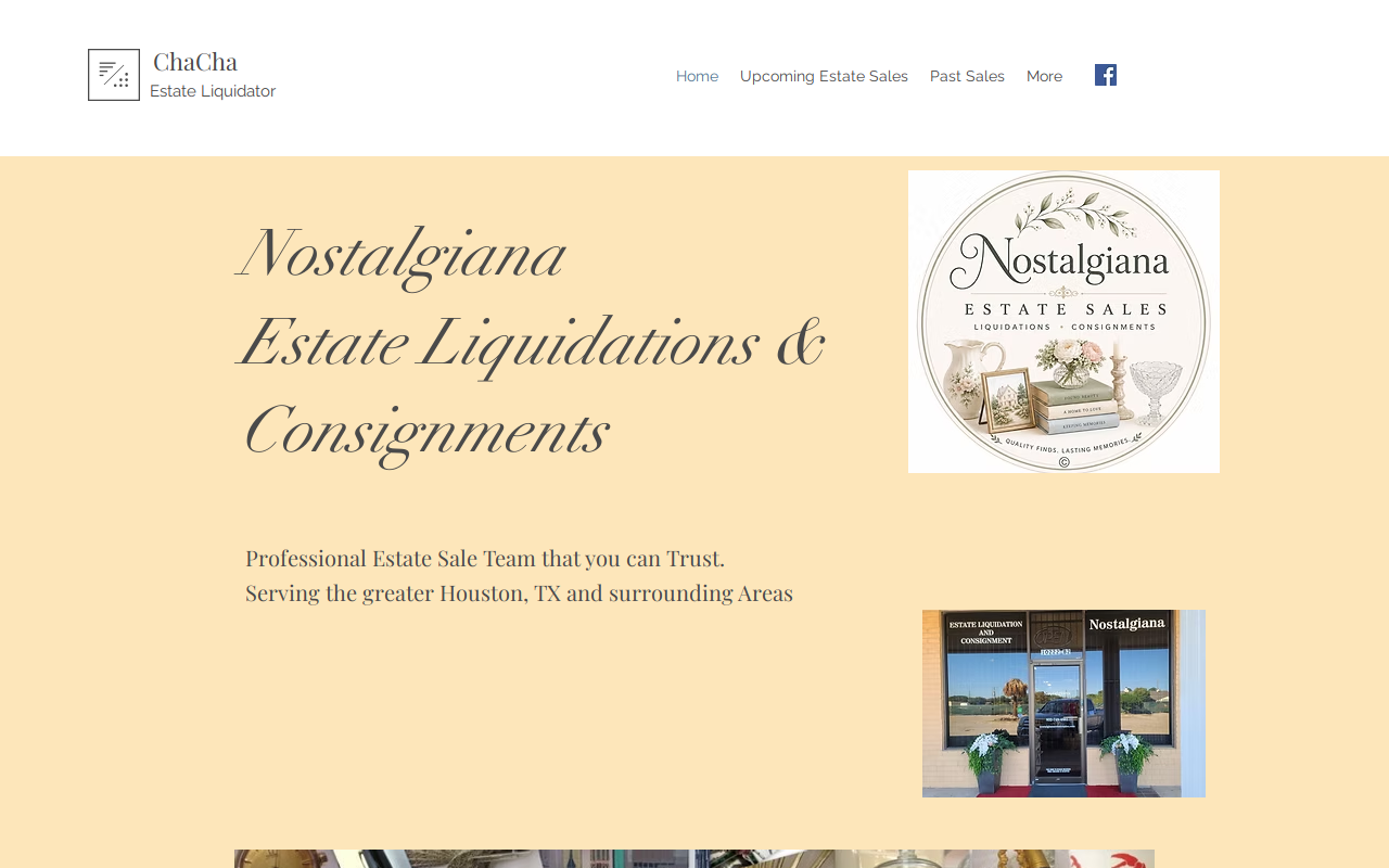 Nostalgiana Estate Sales & Consignments website preview