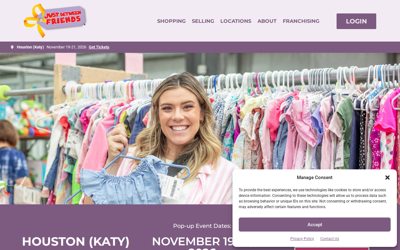 Just Between Friends Katy website preview
