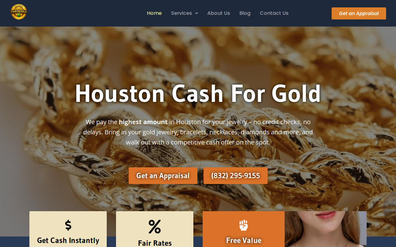 Houston Cash For Gold website preview