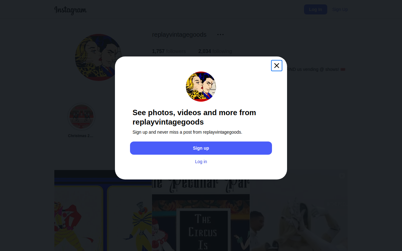 Replay Vintage Goods website preview
