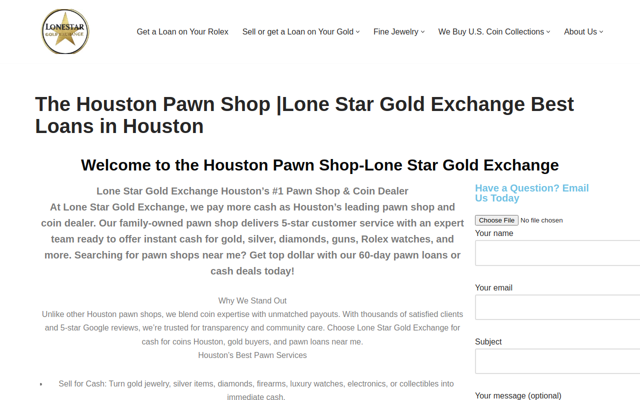 Houston Pawn Shop website preview