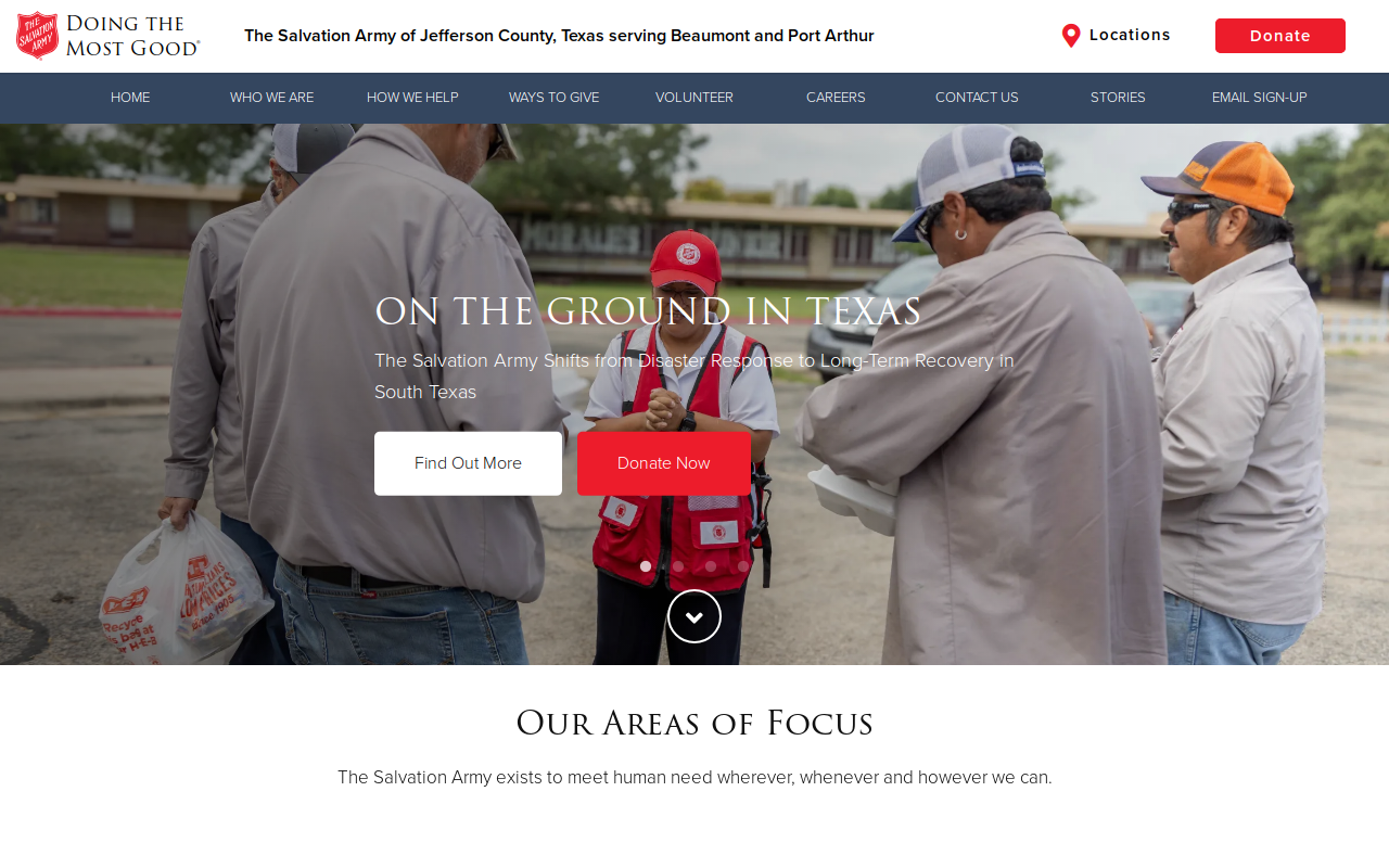 The Salvation Army of Port Arthur TX website preview