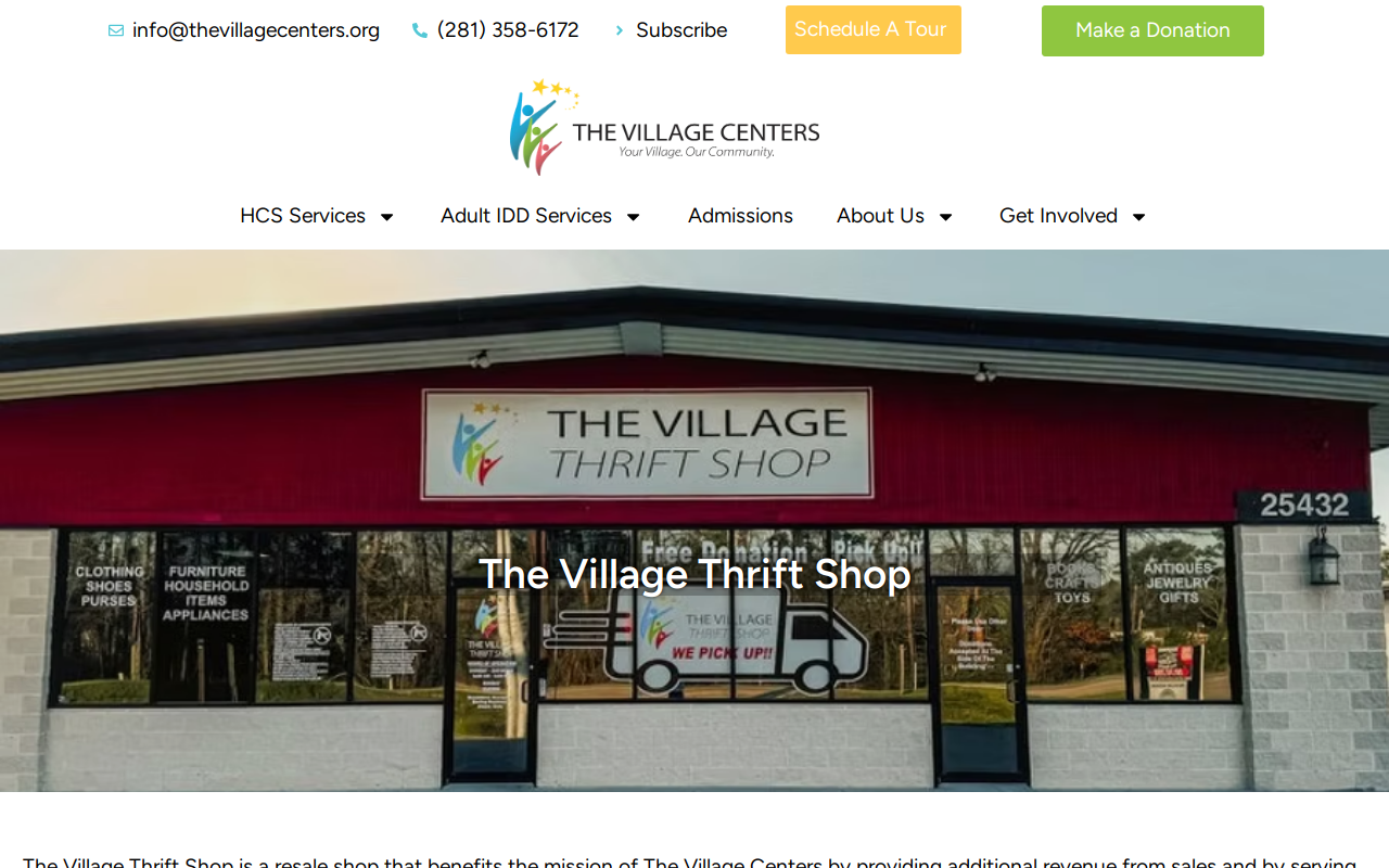 The Village Thrift Shop website preview