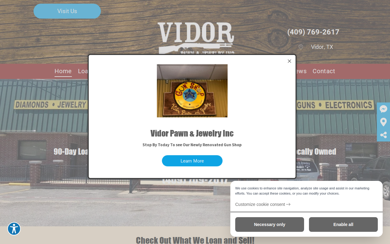 Vidor Pawn & Jewelry website preview