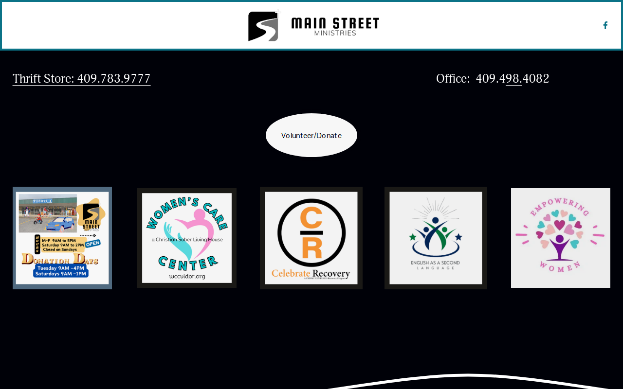 Main Street Thrift Store website preview