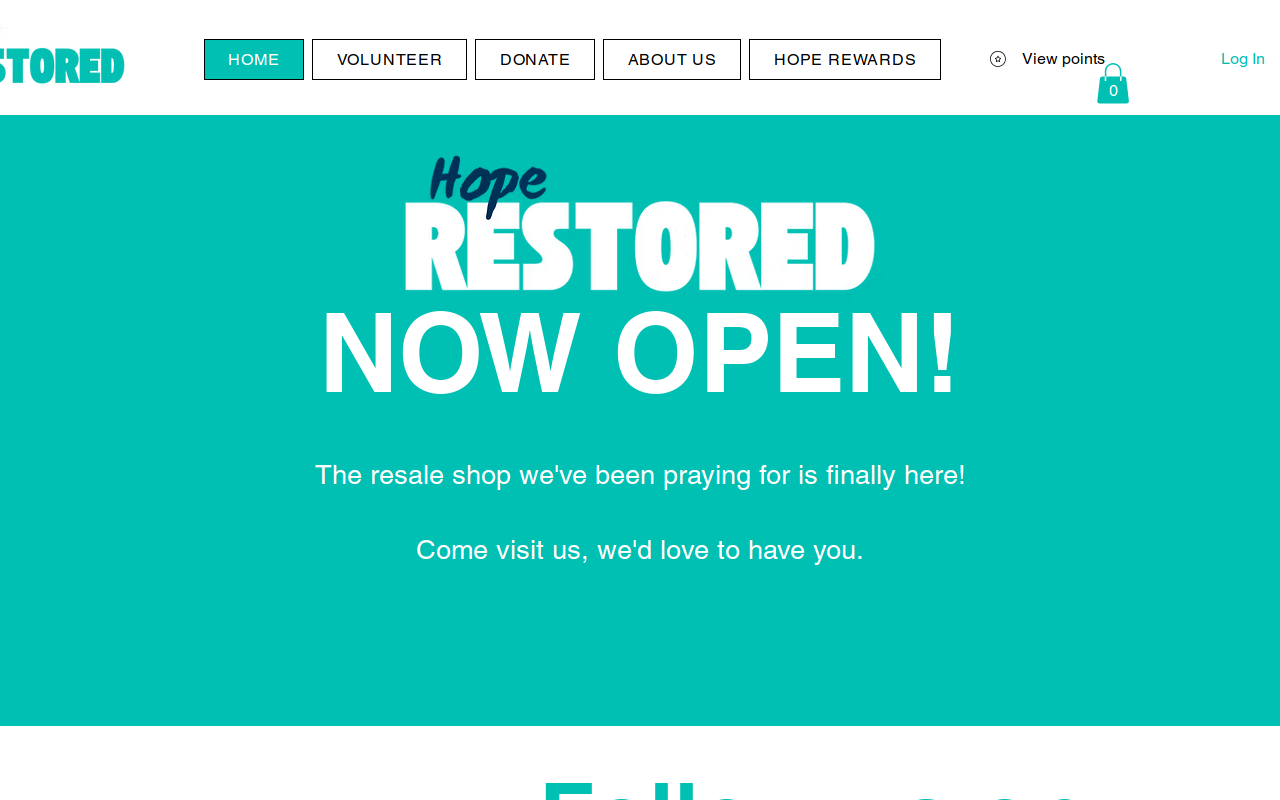 Hope Restored Resale Shop website preview