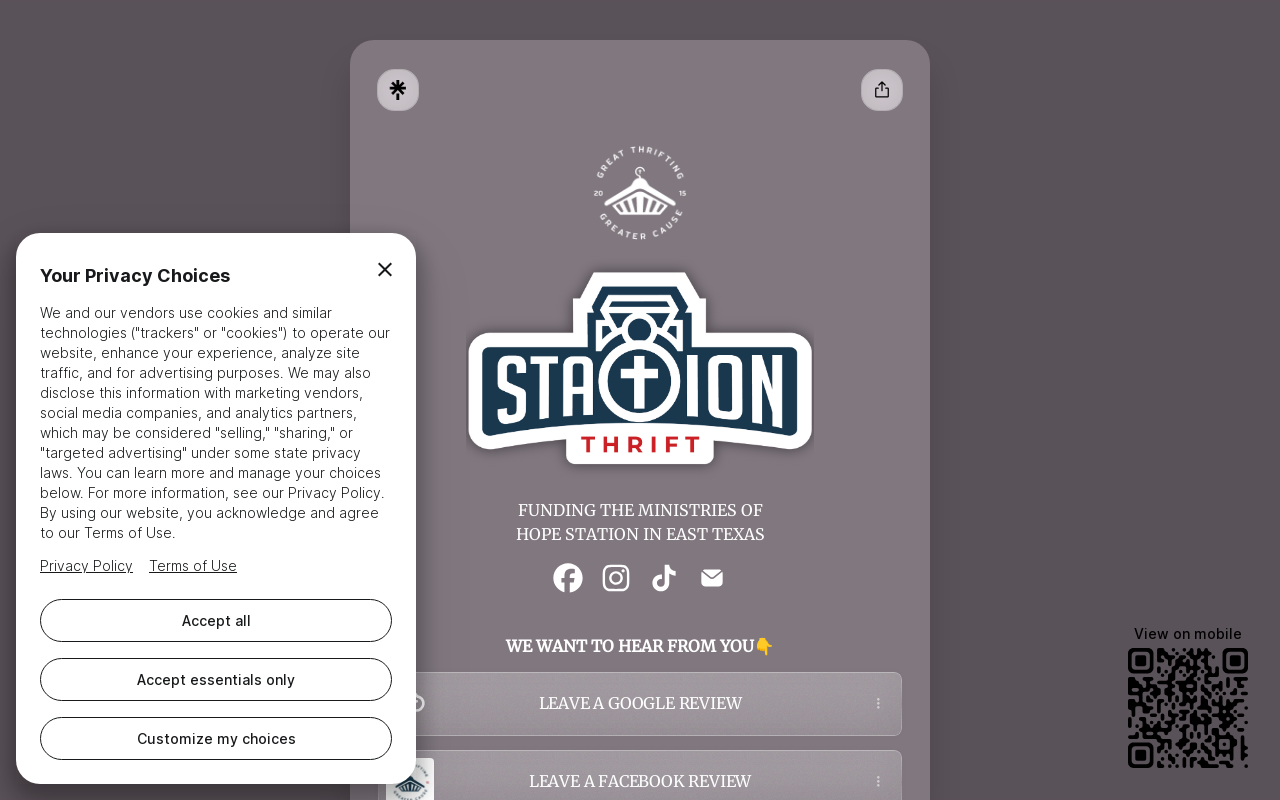 Station Thrift website preview