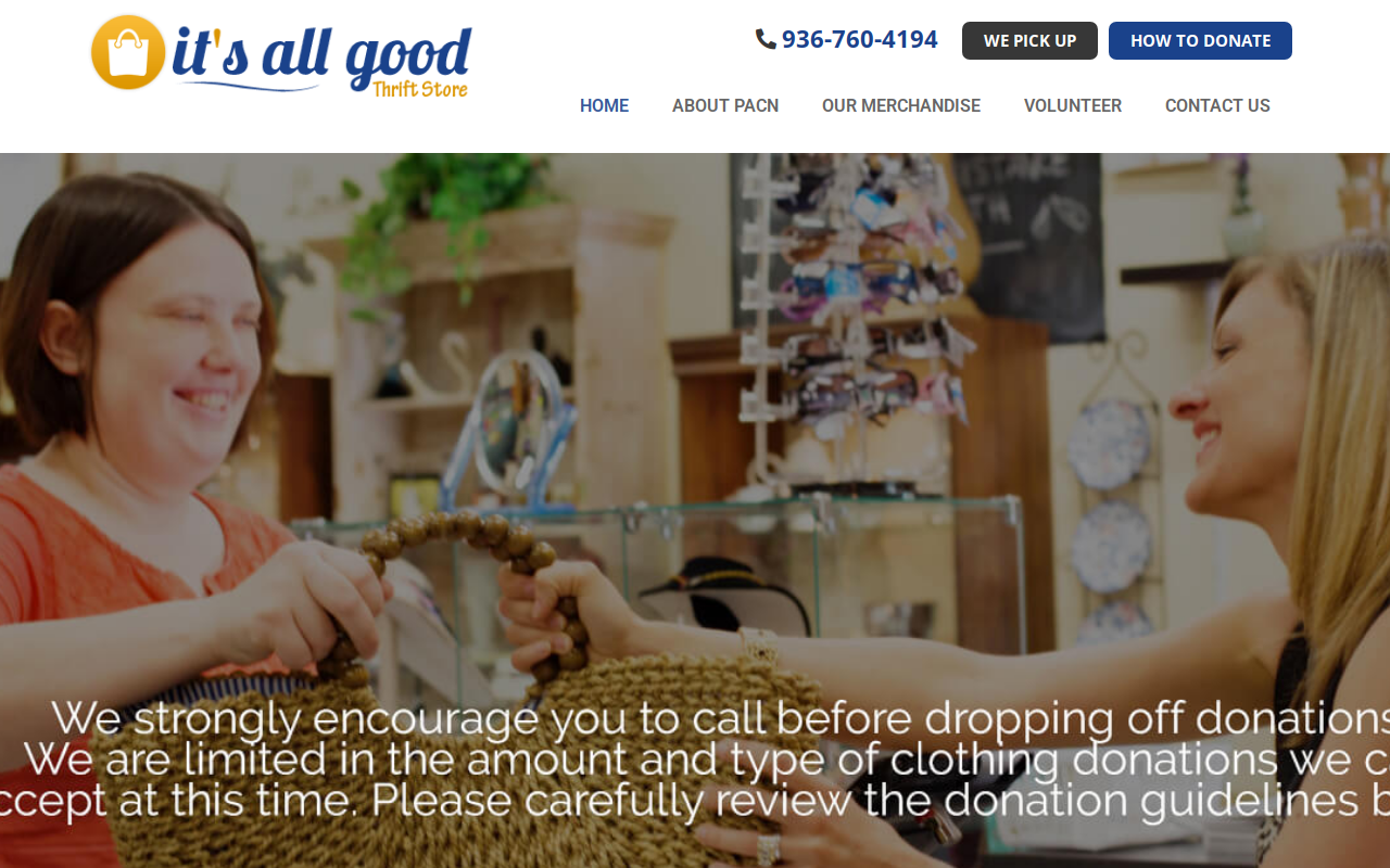 It's All Good Thrift Store website preview