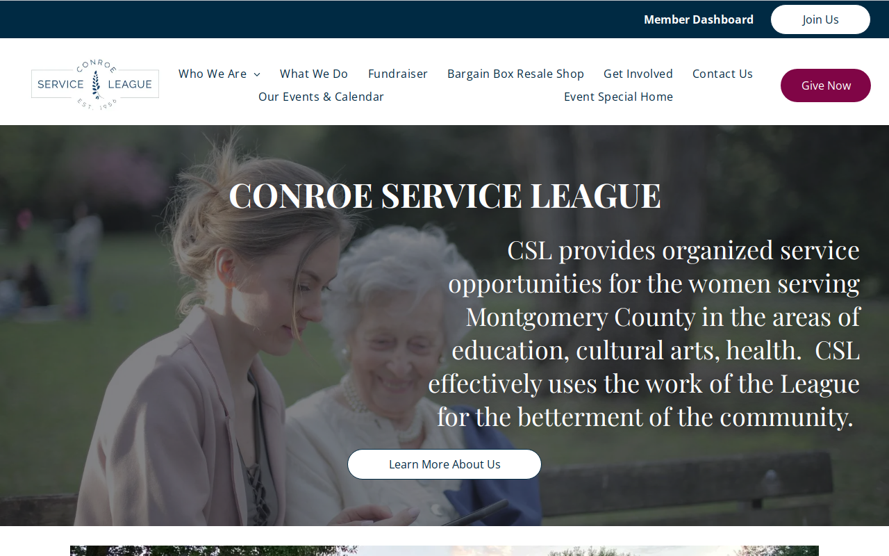 Conroe Service League website preview