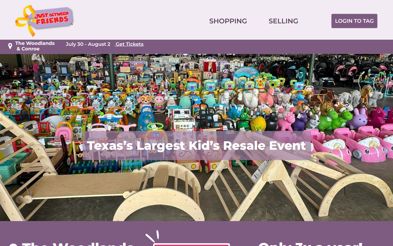 Just Between Friends The Woodlands/Conroe website preview