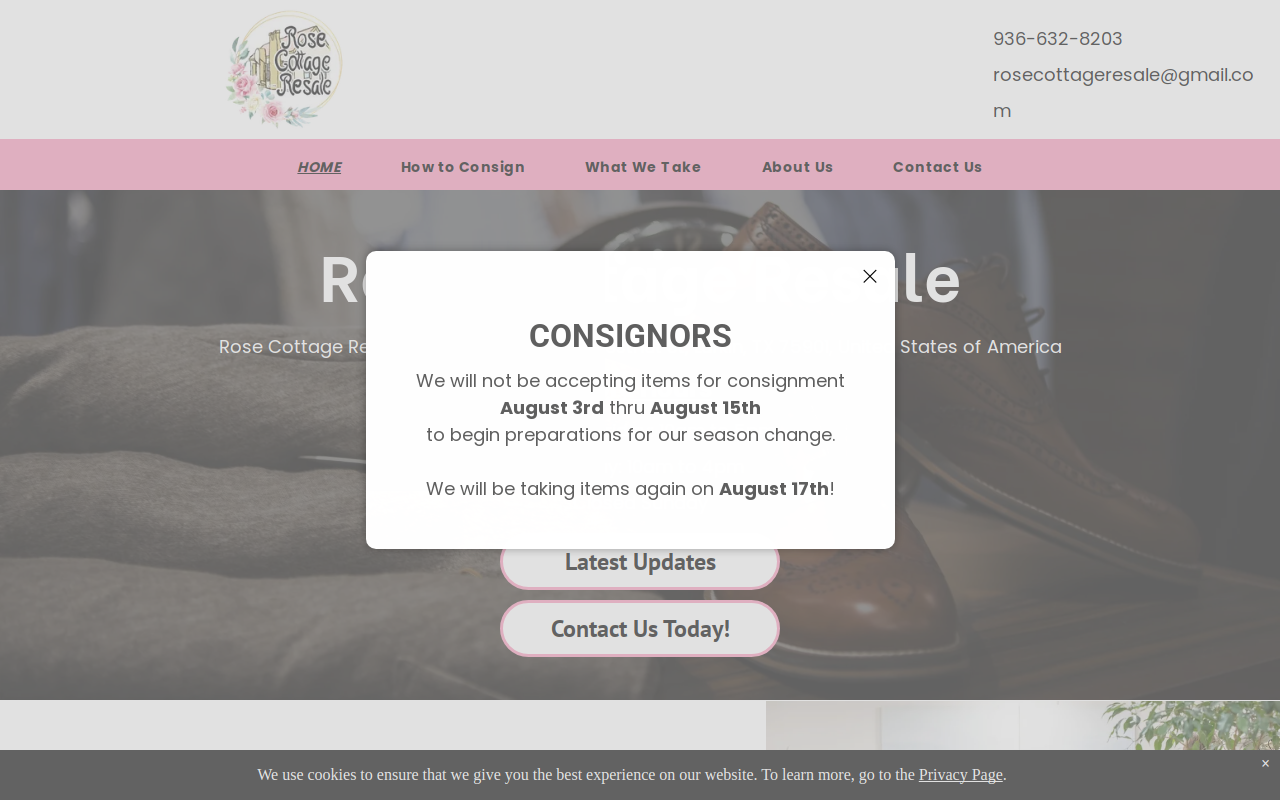 Rose Cottage Resale website preview