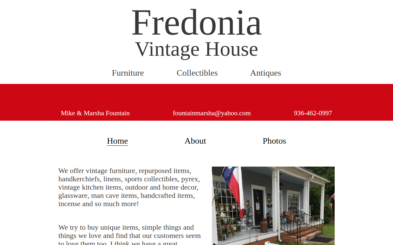 Fredonia Vintage House website preview
