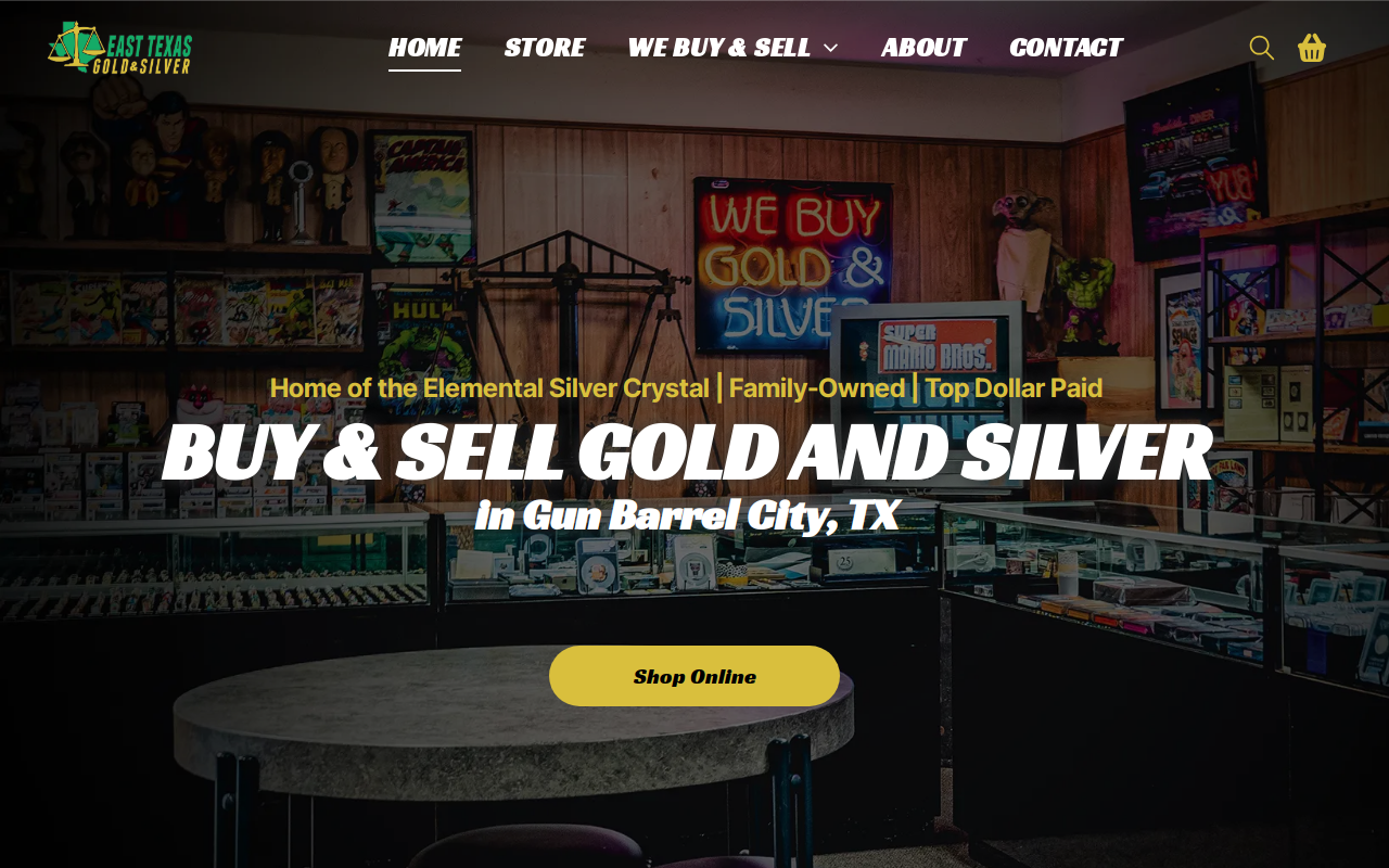East Texas Gold & Silver website preview