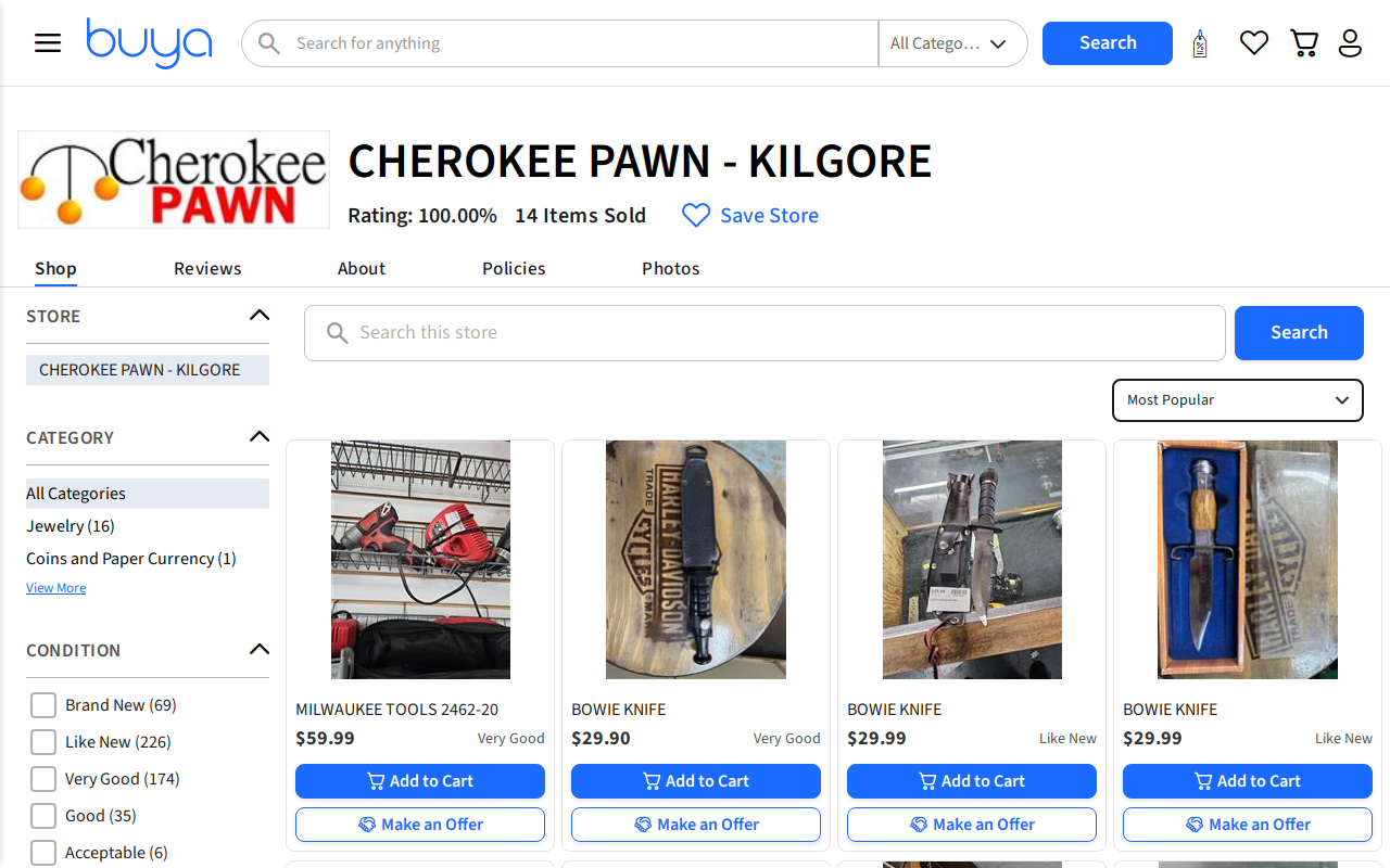 Cherokee Pawn of Kilgore website preview