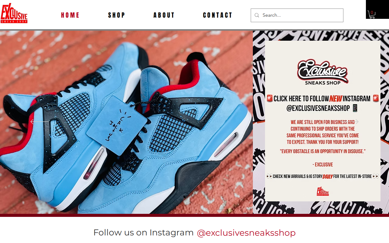 Exclusive Sneaks Shop website preview
